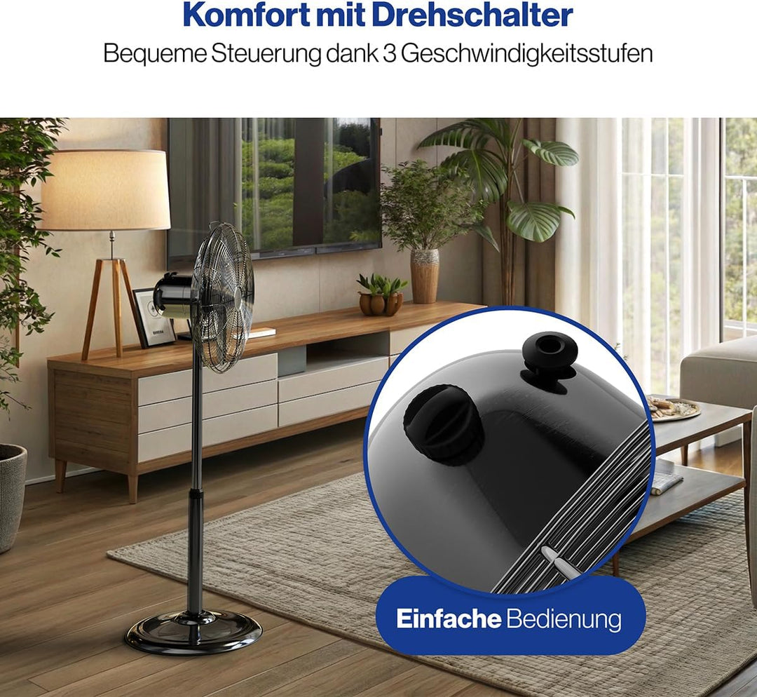 ProfiCare® Ventilator mit Schwenkfunktion | höhenverstellbar | Ventilator leise Ø 40cm | Standventil