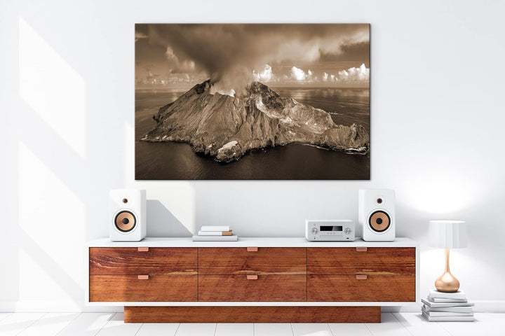 deyoli aktive Vulkanlandschaft Neuseelands Format: 80x60 als Leinwand, Effekt: Sepia, Motiv fertig g