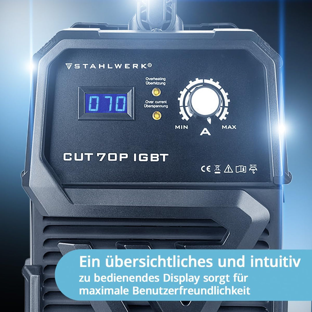 STAHLWERK CUT 70 P IGBT Vollausstattung Plasmaschneider mit 70 Ampere Pilot-Zündung bis 25 mm Schnei