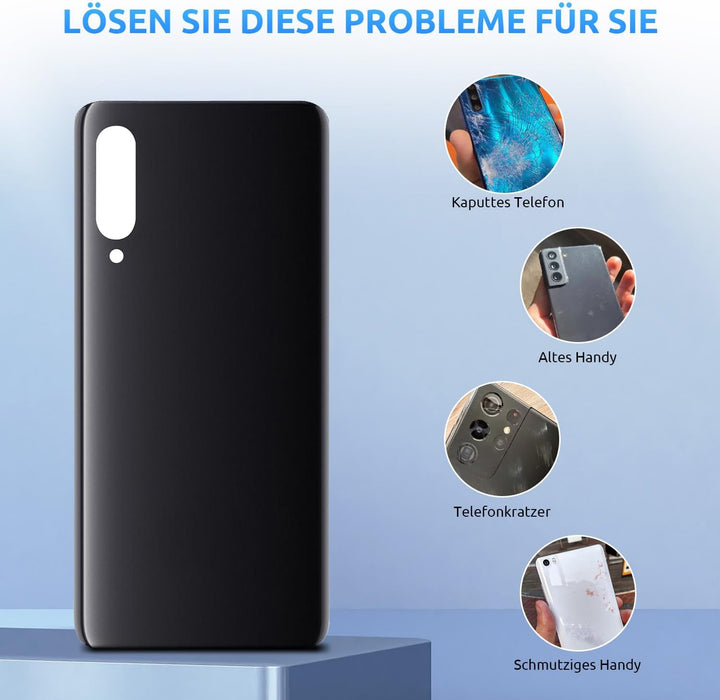 Eonpam Akkudeckel für Xiaomi Mi 9 Rückseite Glas Original Backcover Back Glas Ersatz mit Reparatursa