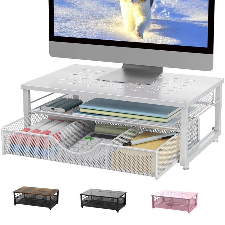 Computer-Monitorständer, Schreibtisch-Organizer mit Schublade, Schreibtischzubehör & Desktop-Aufbewa