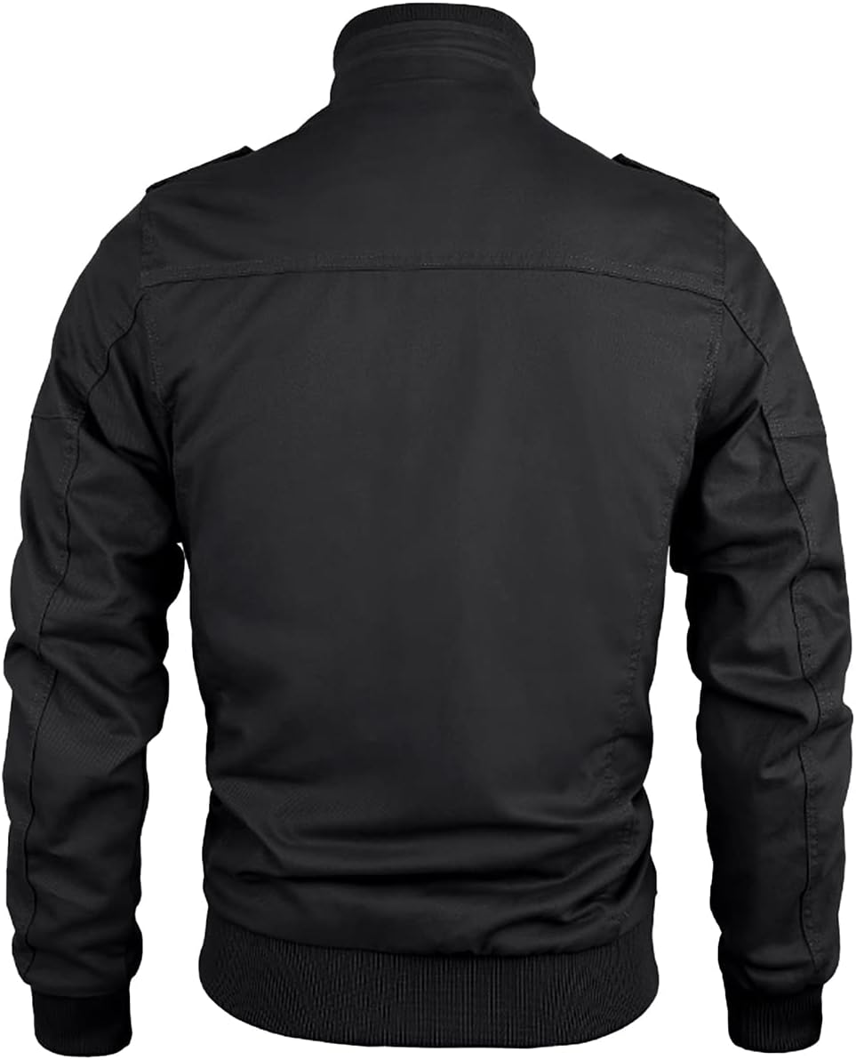 KUDORO Herren Übergangsjacke Militär Jacke Leicht Winterjacke Herbstjacke Stehkragen Fliegerjacke Ba