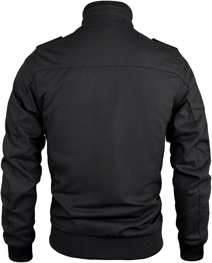 KUDORO Herren Übergangsjacke Militär Jacke Leicht Winterjacke Herbstjacke Stehkragen Fliegerjacke Ba