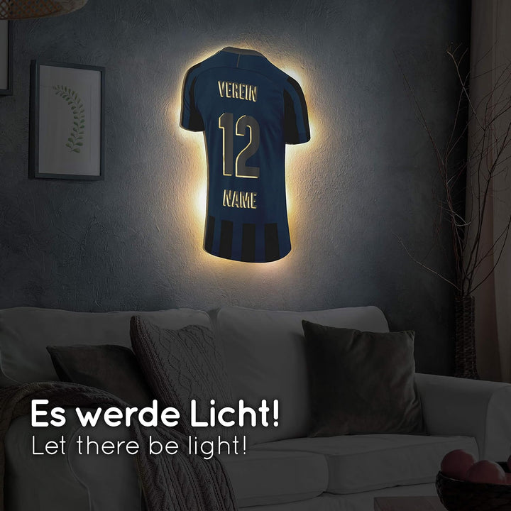Elbeffekt Trikotlampe für Mailänder Fans aus Holz - personalisierbares Geschenk - schenke Dein indiv