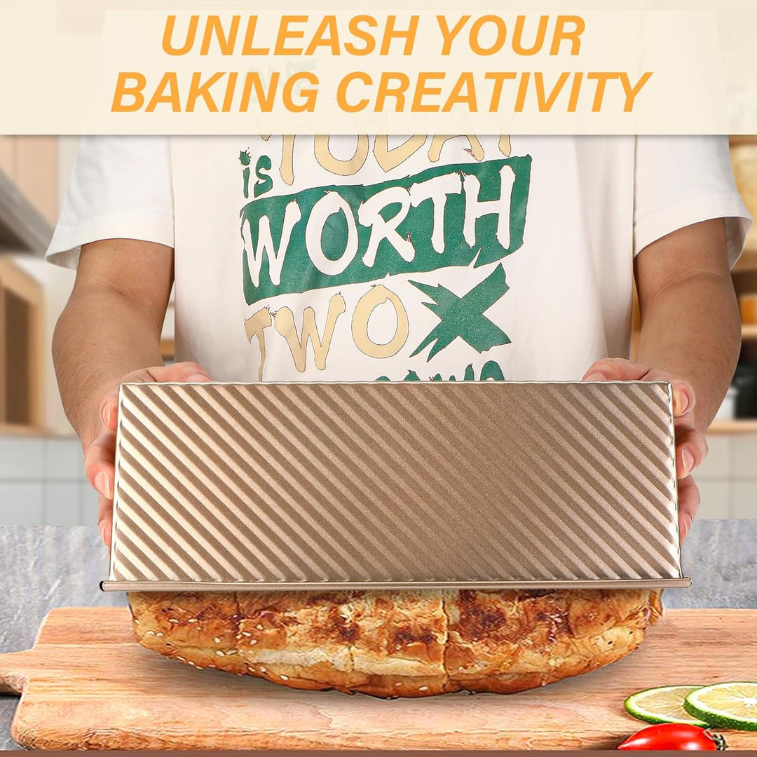 Brotbackform aus Kohlenstoffstahl mit Deckel – Antihaft-Toastbrotform & Kastenform mit Belüftungslöc