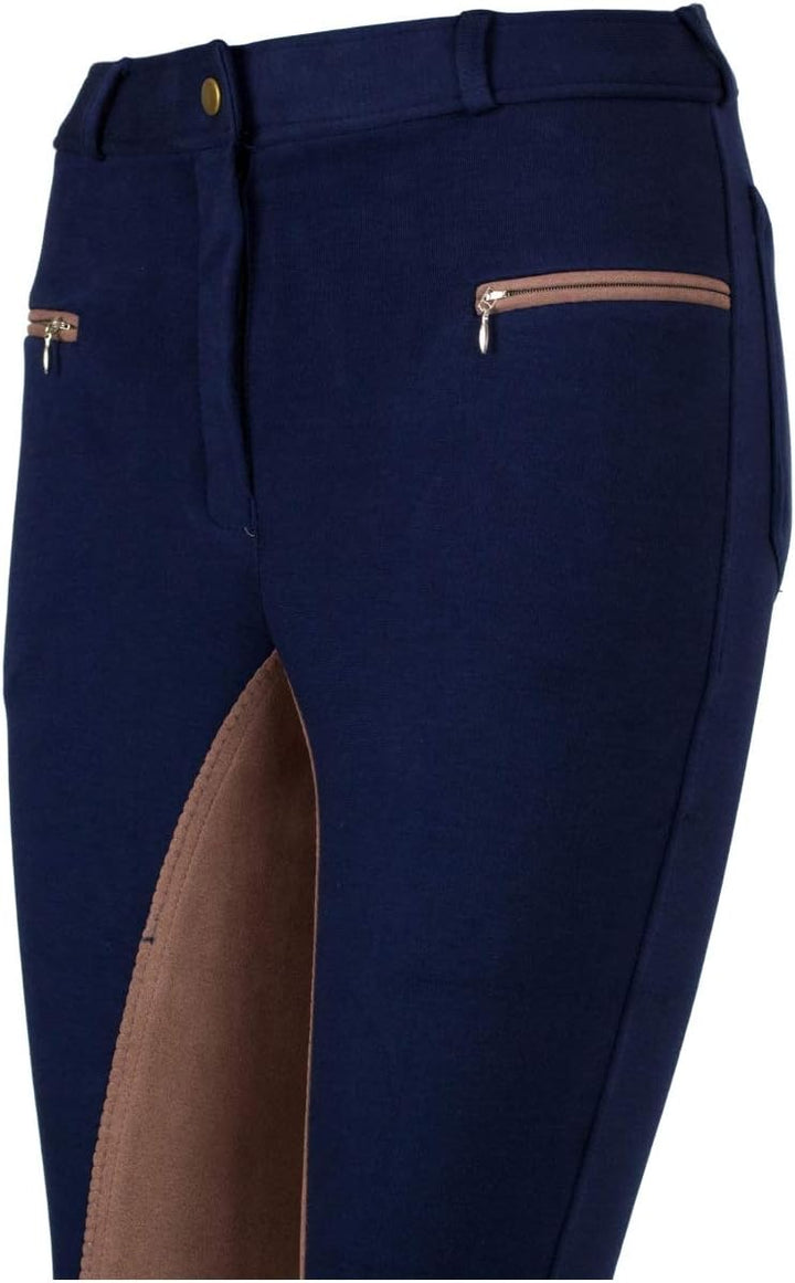 RL24 Damen Reithose Vollbesatz Flex BASICLINE 40 Dunkelblau/Hellbraun, 40 Dunkelblau/Hellbraun