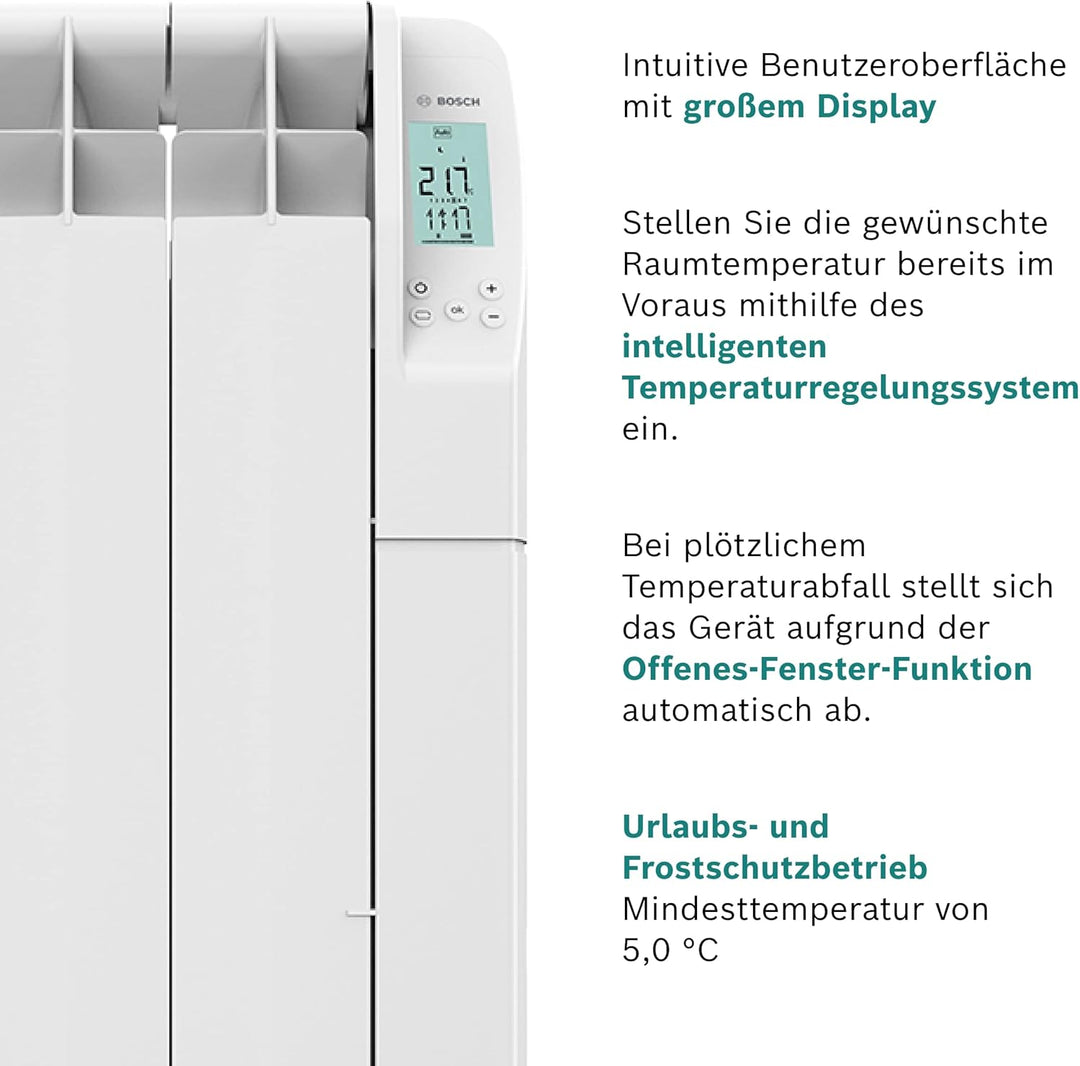 Bosch Heat Radiator 5500 mit 1000 W - Ölradiator - Elektroheizung mit Digitalanzeige und programmier