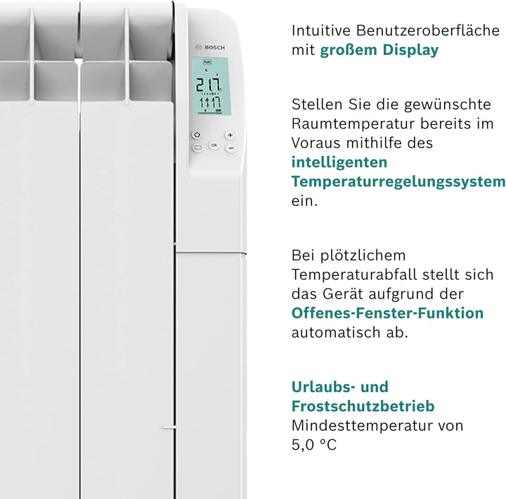 Bosch Heat Radiator 5500 mit 1000 W - Ölradiator - Elektroheizung mit Digitalanzeige und programmier