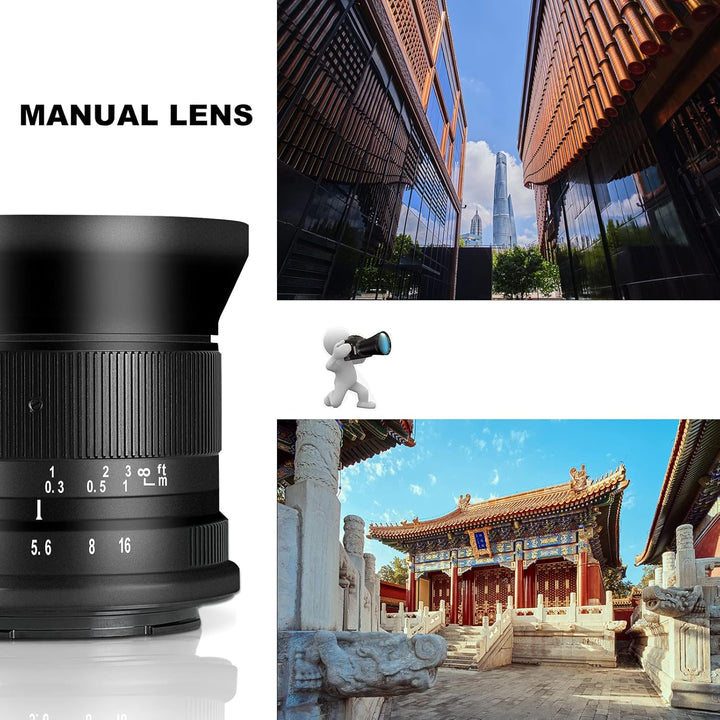 7artisans 12 mm F2.8 Mark Ⅱ Ultra-Weitwinkel APS-C Manueller Fokus Prime Objektiv kompatibel für Son