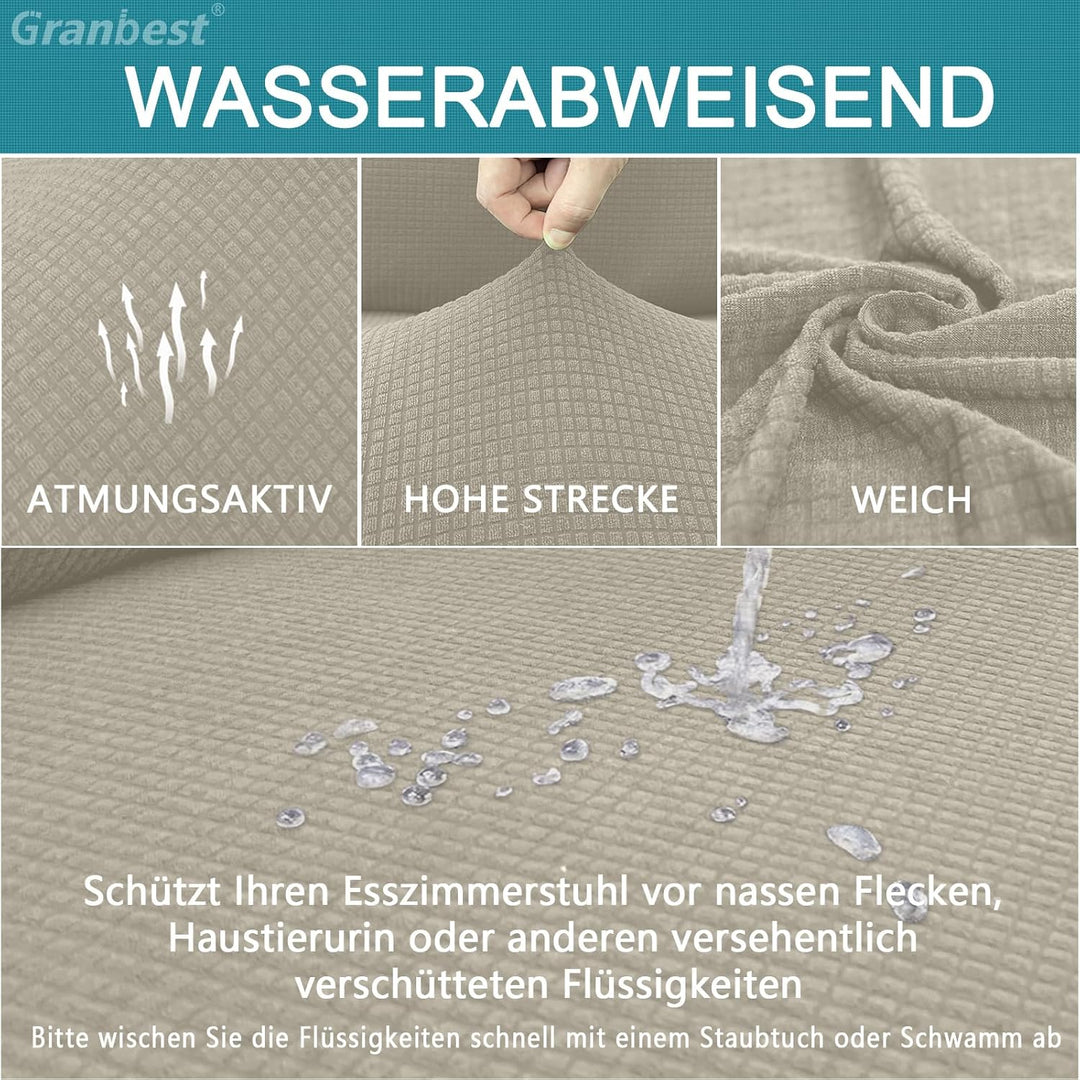 Granbest Premium Wasserdicht Esszimmerstuhl Abdeckungen Satz Von 6, Elastische Hohe Zurück Stuhlhuss