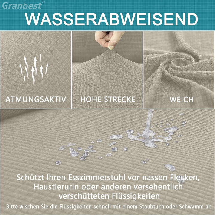 Granbest Premium Wasserdicht Esszimmerstuhl Abdeckungen Satz Von 6, Elastische Hohe Zurück Stuhlhuss