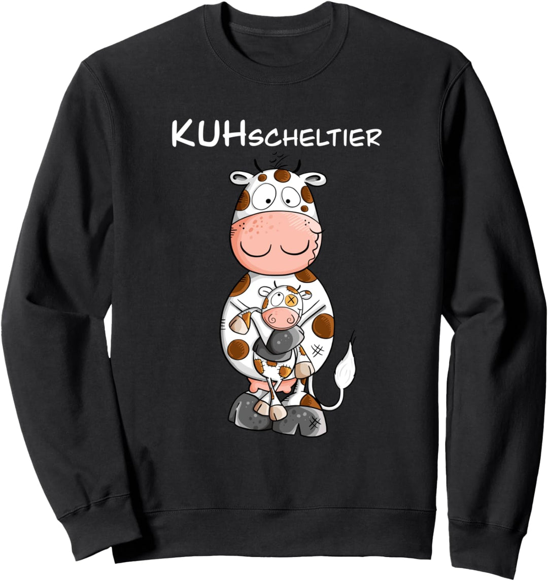 Kleine Kuh mit Kuscheltier I Kuh Wortspiel I Bauernhof Fun Sweatshirt