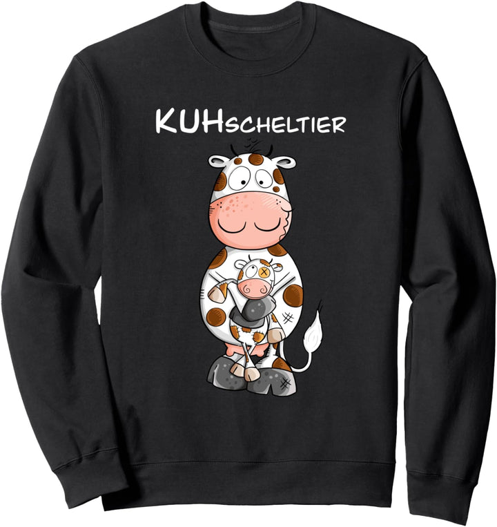 Kleine Kuh mit Kuscheltier I Kuh Wortspiel I Bauernhof Fun Sweatshirt