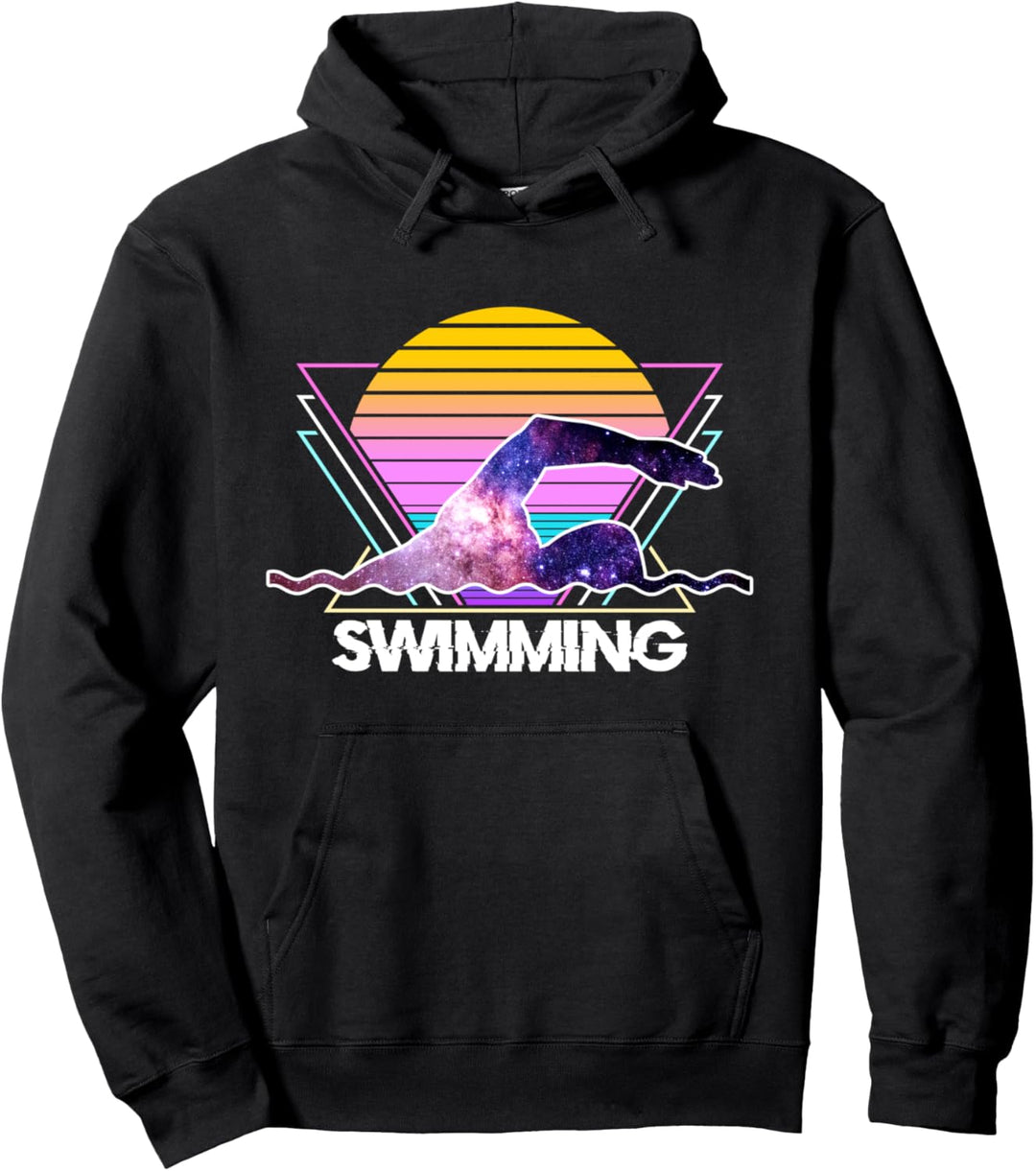 Schwimmsport Retro Vintage Vaporwave 90er Jahre Schwimmer Pullover Hoodie