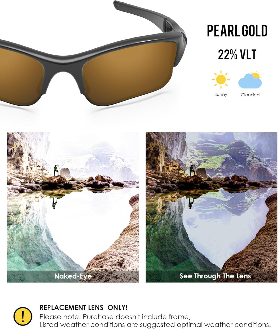 BlazerBuck Anti-salz Polarisierte Ersatzgläser für Oakley Flak Jacket XLJ Perlengold Polarisiert - [