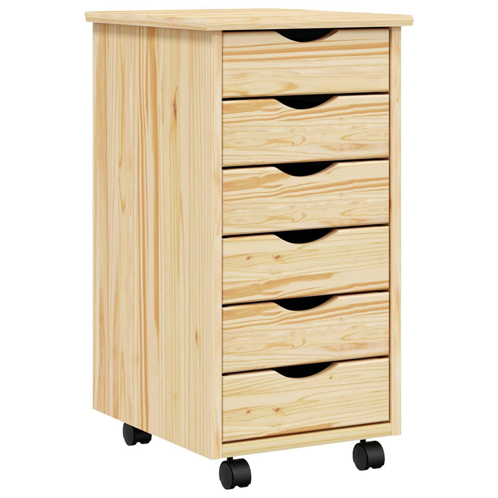 vidaXL Rollcontainer mit Schubladen MOSS 34 x 39 x 65,5 cm Klarlack Braun 34 x 39 x 65,5 cm, Braun 3