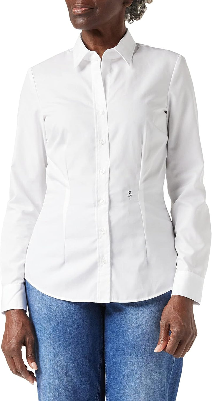 Seidensticker Damen Bluse - City Bluse - Hemdbluse - Slim Fit - Kurzarm - Uni - Stretch 32 Weiss, 32