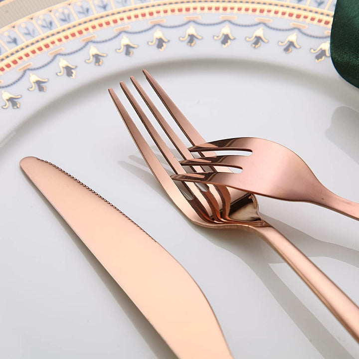 Berglander Roségold Besteck-Set 30-teilig, Robustes Edelstahl-Titan-Kupfer-Besteck-Set Besteck-Set R