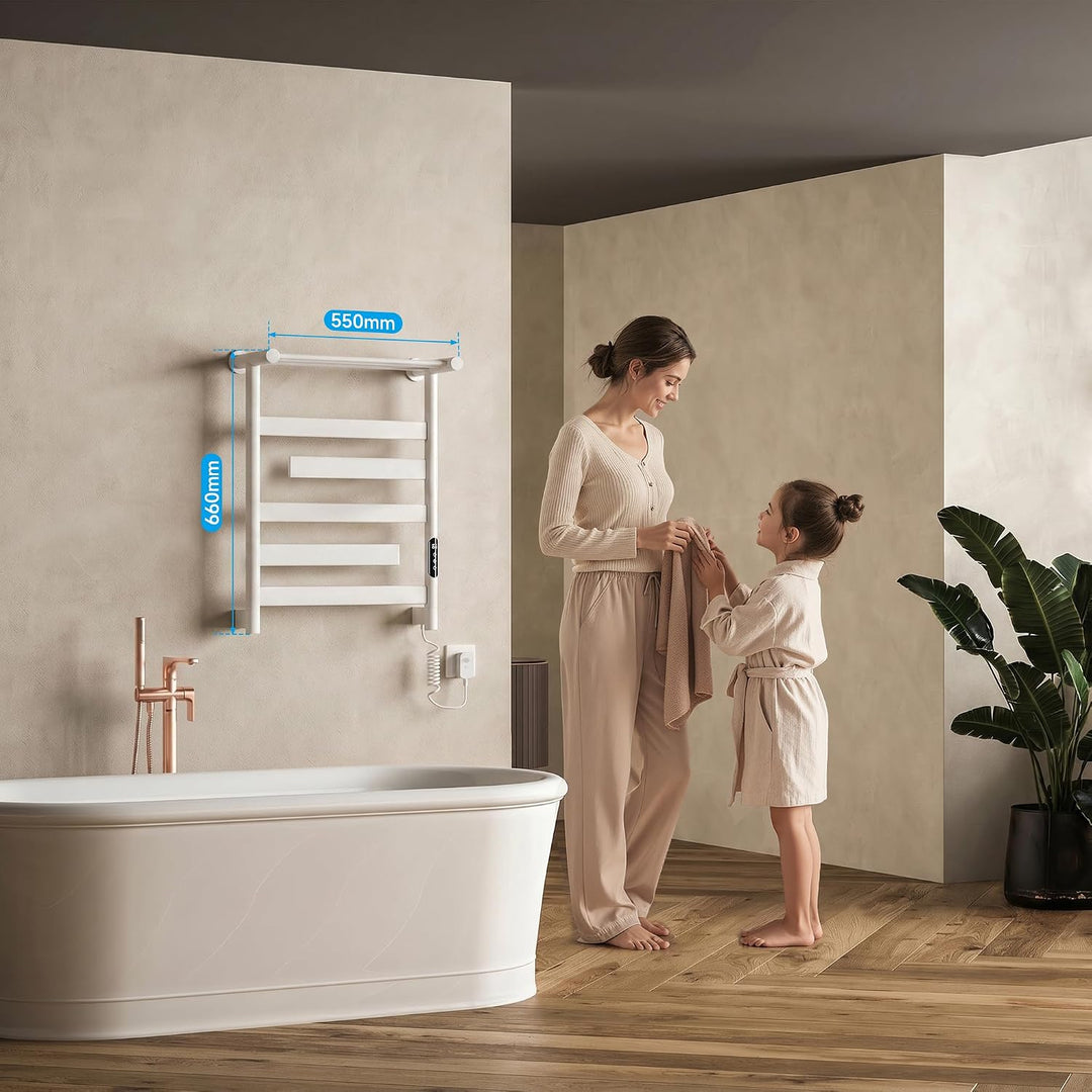 SONNI Elektrischer Handtuchheizkörper mit WLAN &amp; Alexa, 140W Handtuchwärmer mit Ablage &amp; 180° Drehba