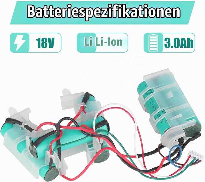 REACELL 18V 3000mAh Ersatzakku für Electrolux AEG CX7, Kompatibel mit AEG 140055192540 CX7-2-45AN CX