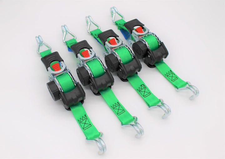 4 Stück Automatik Zurrgurt Spanngurt mit Spitzhaken 1,8m x 25 mm 300/600 daN