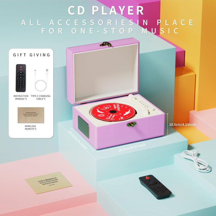 Yintiny CD-Player aus Leder mit Lautsprechern für Heimdekoration