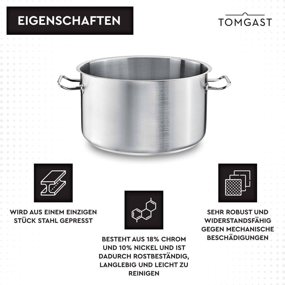 Topf Durchmesser: 16 cm Höhe: 11 cm Fassungsvermögen: 2,2 l | Edelstahl 18/10 | Wandstärke 1 mm bis