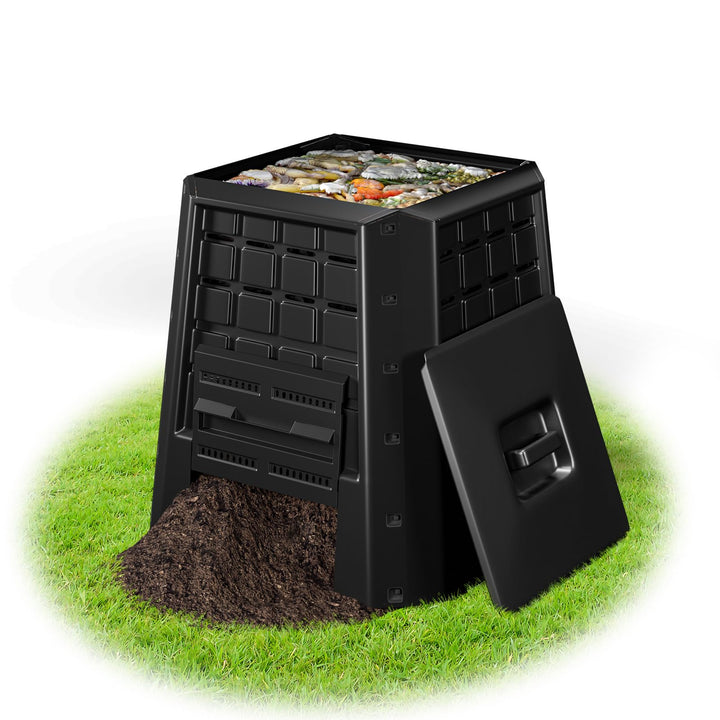 COSTWAY Garten Komposter 380 L, PP, Thermokomposter mit Deckel & verstellbaren Luftschlitzen, grosse