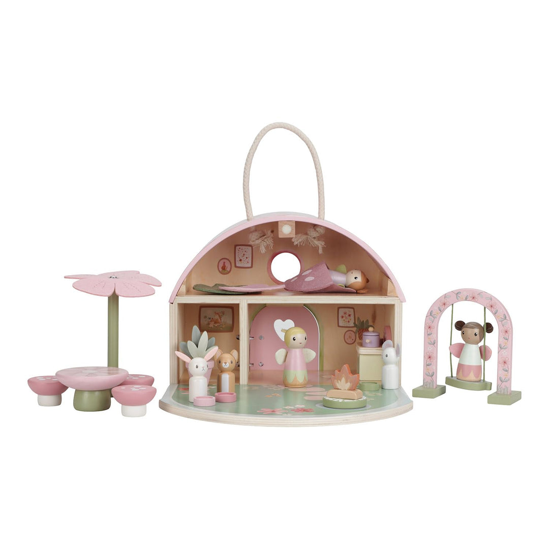 Little Dutch Feenhaus Puppenhaus aus Holz tragbar und aufklappbar mit viel Zubehör und Spielfiguren
