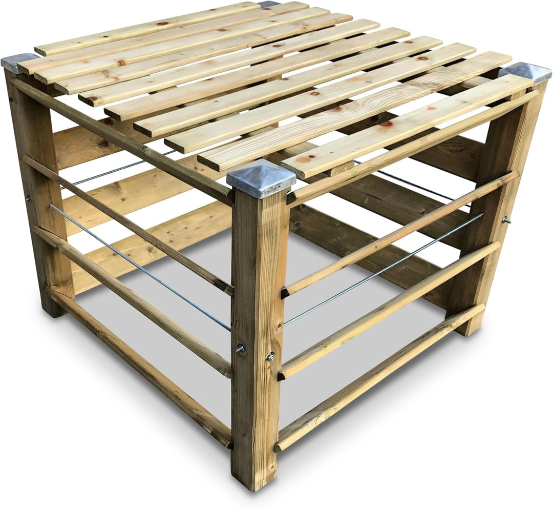 ECO Komposter Brettkomposter aus Holz mit Deckel und Kappen 100x100x80 cm - ca. 650 L
