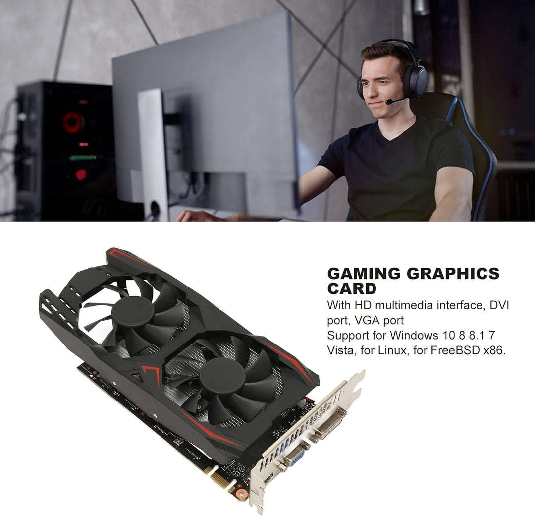 GTX1050Ti Grafikkarte, 2G GDDR5 128 Bit 928 MHz PCI E 2.0 Gaming Grafikkarte, HDR Grafikkarte mit Lü