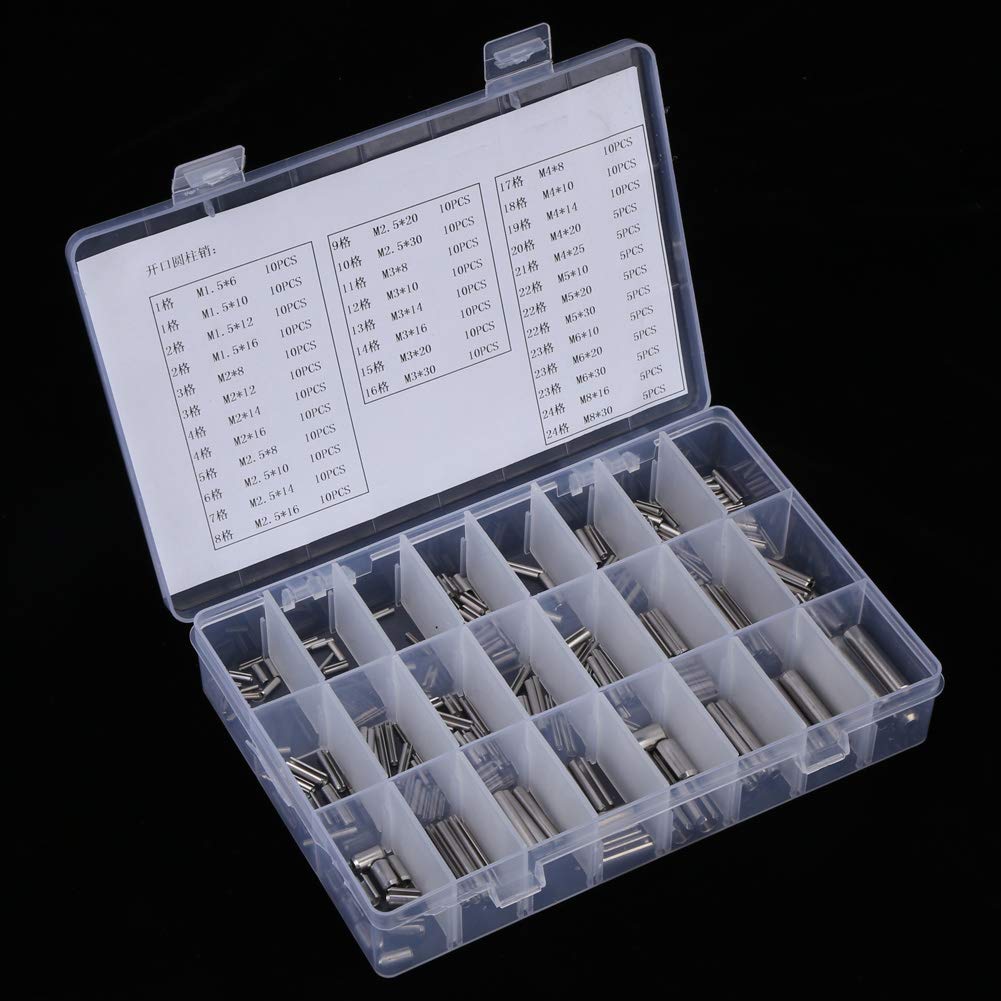 280 Stk. Hohl Federstifte, Edelstahl Hohlstifte Spannhülsen Sortiment, M1.5 M2 M2.5 M3 M4 M5 M6 M8 H