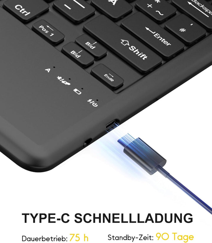 Hülle mit Tastatur für iPad Air 13" (M4 2026/M3 2025/M2 2024) & iPad Pro 12,9" (2018-2022), Deutsche