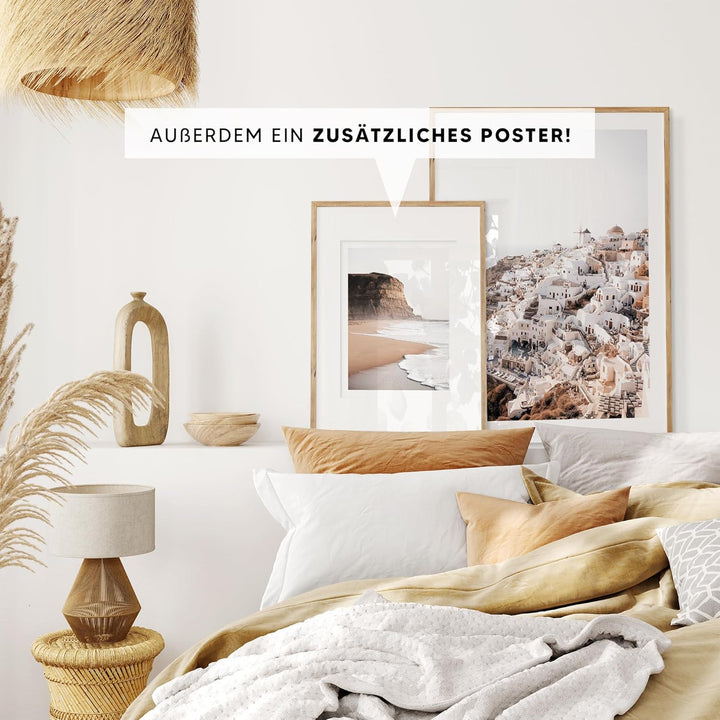 OHBIMBA® Sets Von 3 Poster & Kunstdrucke Mit Rahmen - Zimmer Deko Und Wanddeko Wohnzimmer - Deko Woh