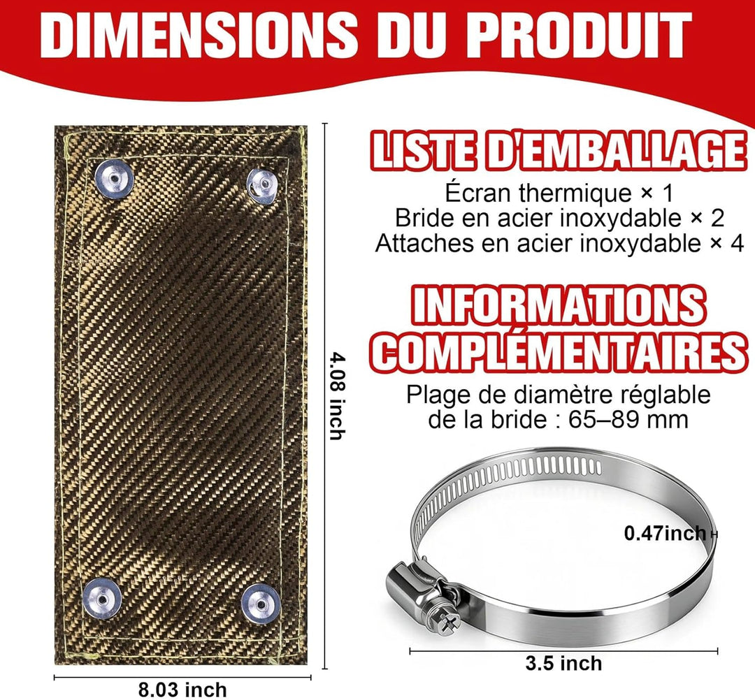 ilauke Hitzeschutzband Auspuff, Glasfaser und Edelstahl, Schwarz Auspuff Dichtband 10 x 20.3cm, mit