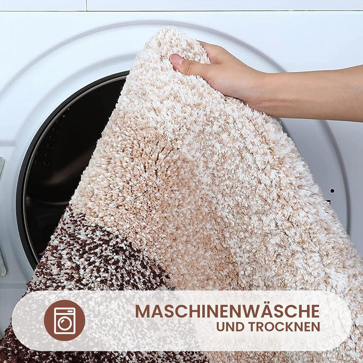 Homaxy Weich Badezimmerteppich 60x120 cm, rutschfest waschbar Badematte Flauschige Hochflor Badteppi