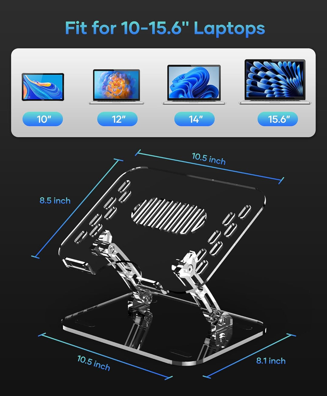 Lpoake Verstellbarer Laptopständer, Tragbarer Ergonomischer Computerständer für Laptop, Faltbarer La