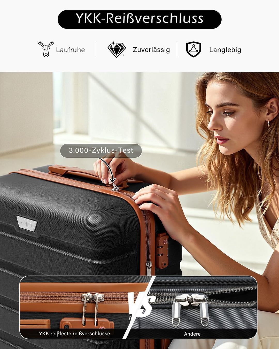 COOLIFE Koffer Gross 77cm XL, PC+ABS, Rollkoffer mit 360° Spinner Räder | TSA Zahlenschloss, Leicht