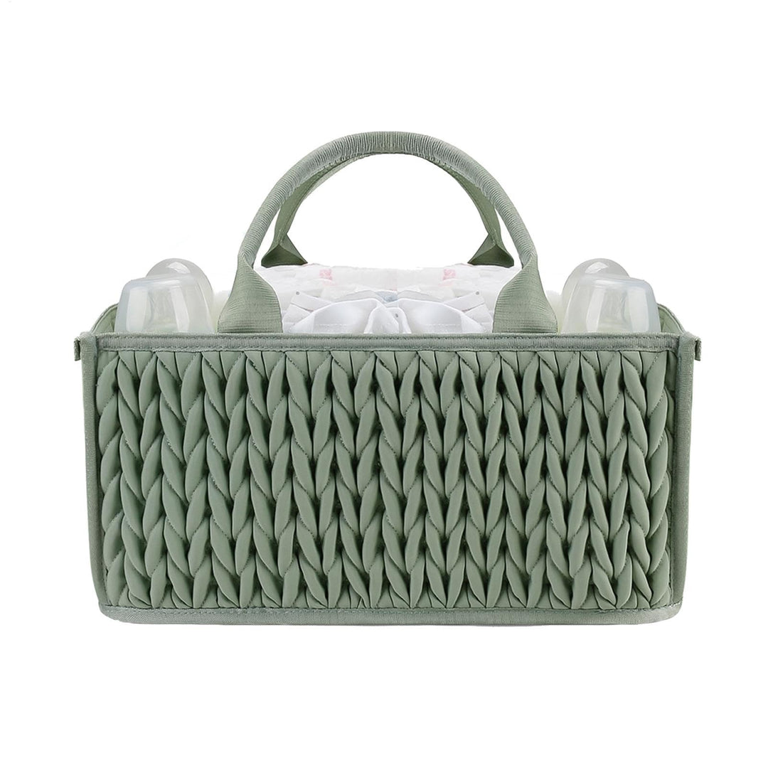 Tragbare Windel Caddy Organizer Korb mit Griffen für Baby und Tücher Grün, Grün