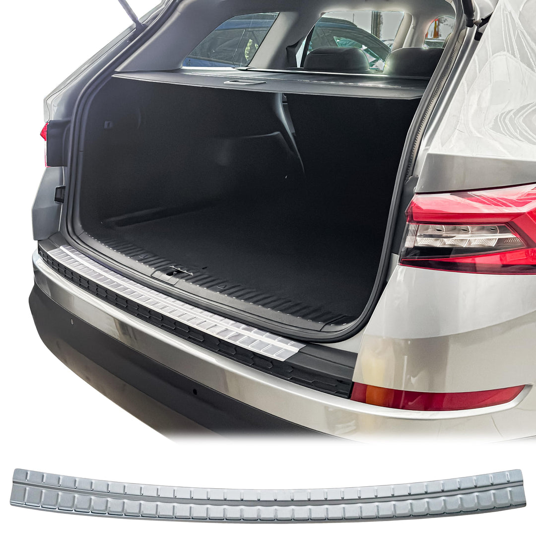 RECAMBO Ladekantenschutz Edelstahl matt gebürstet mit Textur - kompatibel für Skoda Kodiaq I - BJ 20