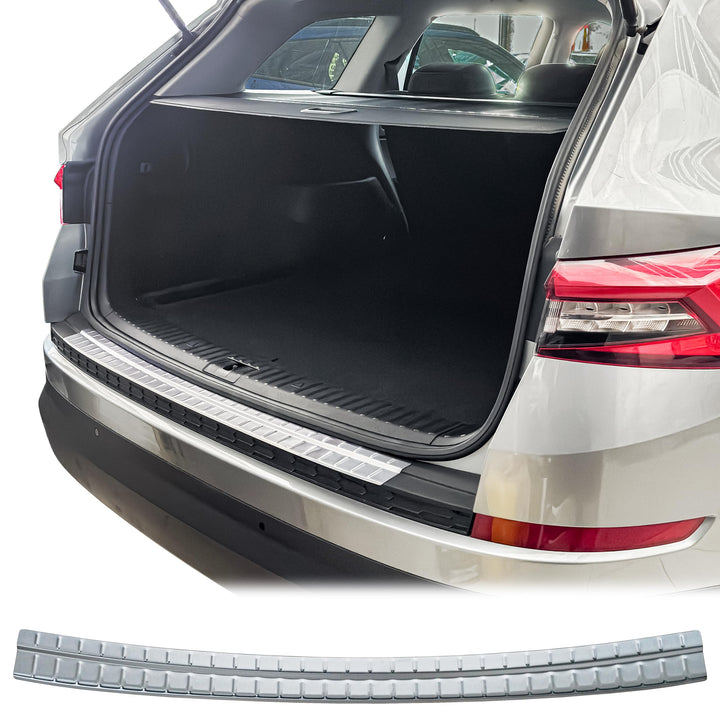 RECAMBO Ladekantenschutz Edelstahl matt gebürstet mit Textur - kompatibel für Skoda Kodiaq I - BJ 20
