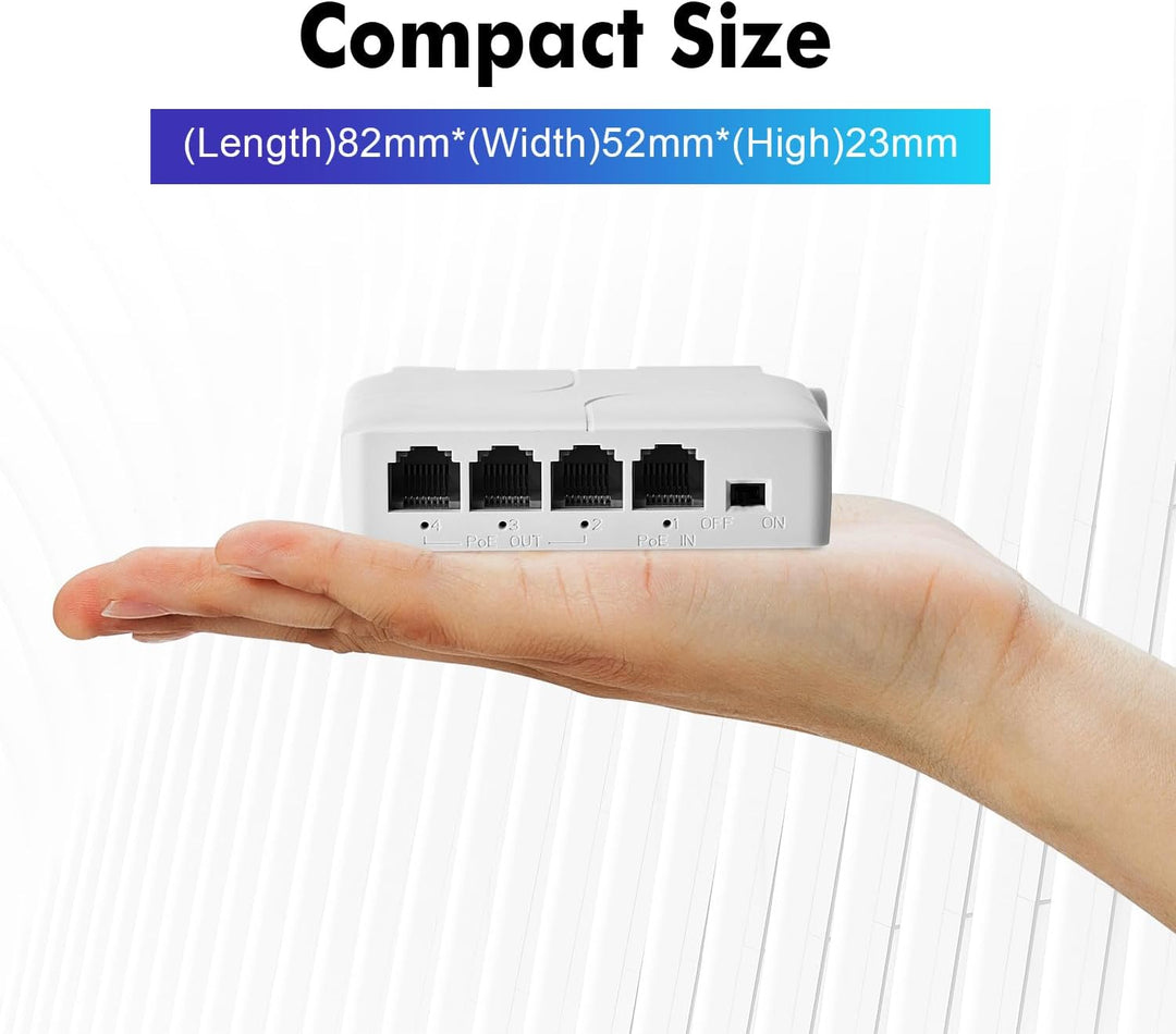 MokerLink 4 Port PoE Extender, IEEE 802.3 af/at PoE Repeater, 100 Mbit/s, 1 PoE Eingang, 3 PoE Ausgä