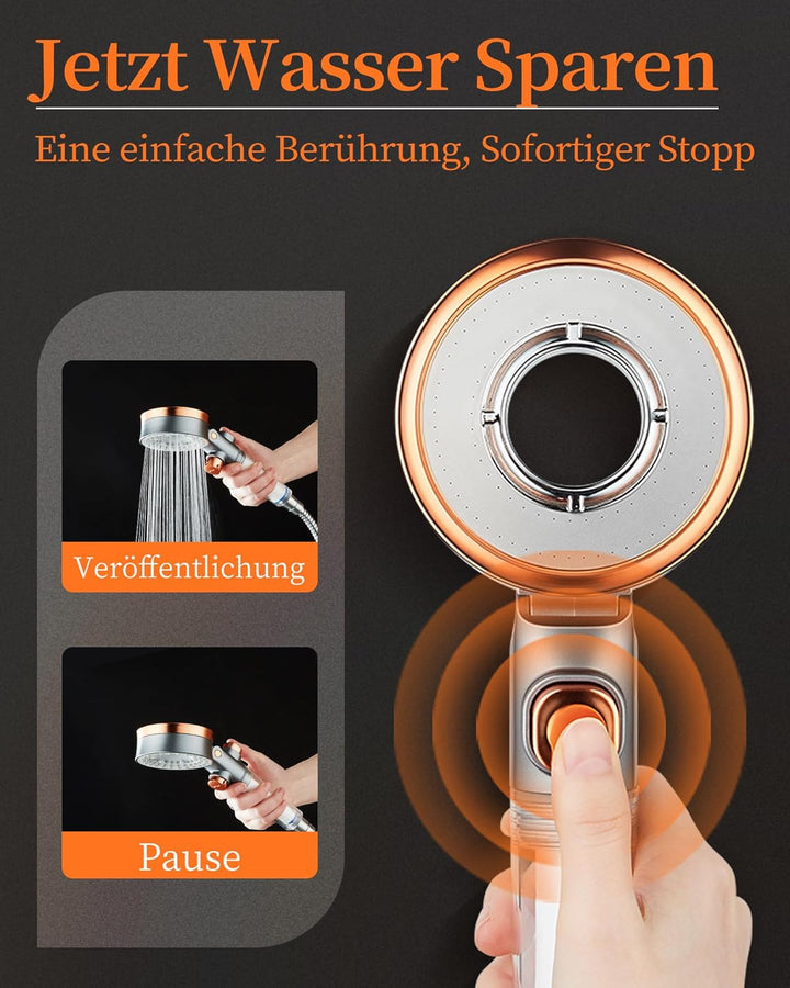 Sparduschkopf Wassersparend mit 3 Strahlarten, Druckerhöhend Handbrause mit Filter Gegen Kalk, Regen