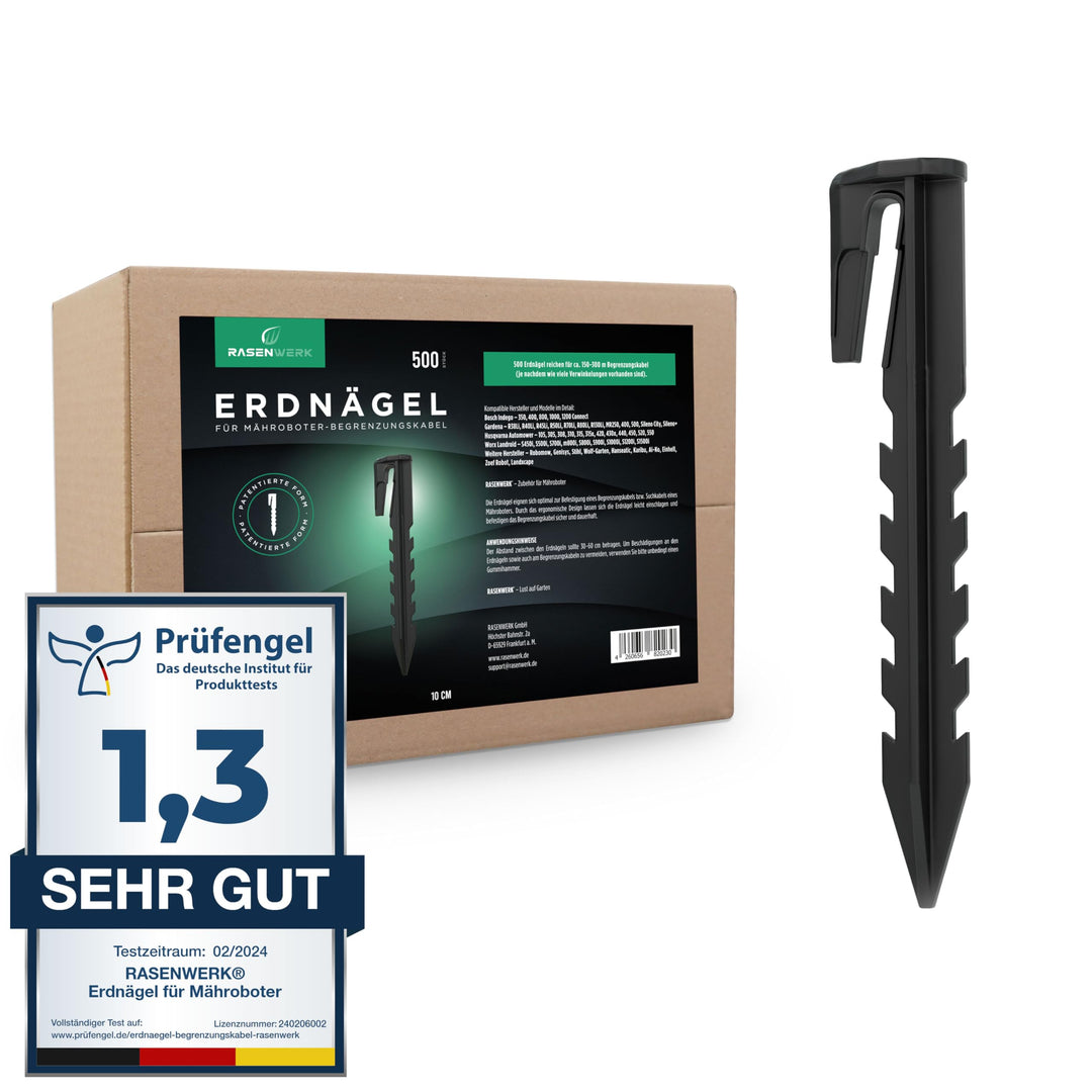 Erdnägel für Mähroboter Begrenzungskabel - 500 Stück - Erdanker mit patentierter Form - Erdspiesse f