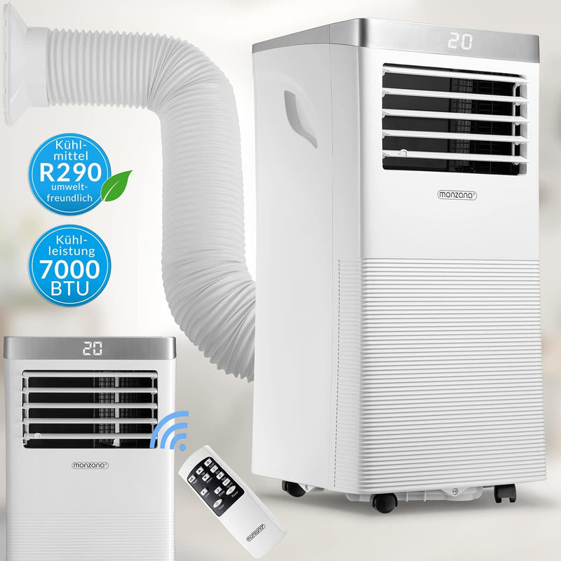 Monzana Mobile Klimaanlage MZKA780 7000 BTU 4in1 Fernbedienung 2100W Abluftschlauch Timer Schlafmodu