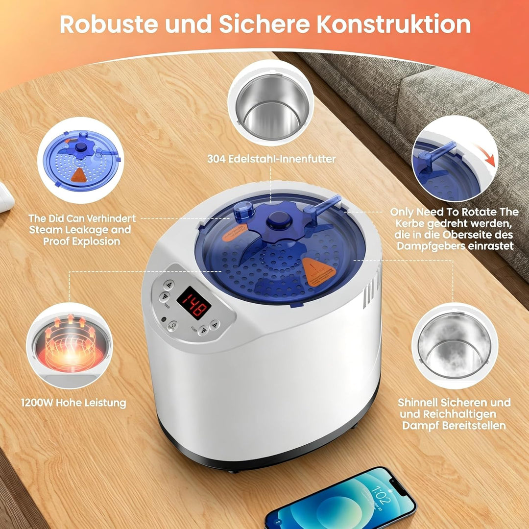 I-THERA-U Sauna Dampfgenerator - 3L Tragbare Dampfsauna Dampfgenerator, 1200W Begasungsmaschine für