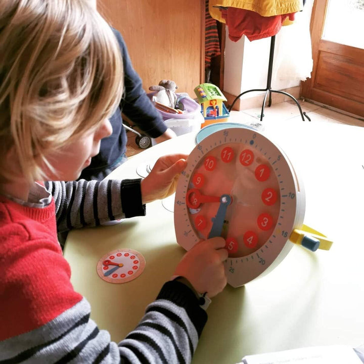 Janod - Essentiel - Uhrzeit lernen - Lernspiel aus Holz Babys und Kleinkinder - Zahlen und Mathemati