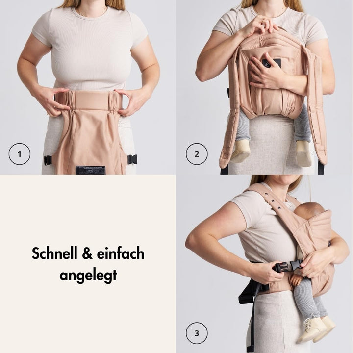 Rookie Babytrage ab Geburt - Ergonomisch, Bequem, Bio-Stoffe - Premium Elite Design - Baby Trage sch