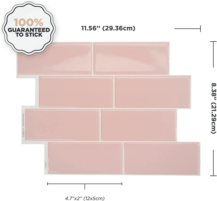 Smart Tiles - Peel and Stick Selbstklebende Metro Fliesen - 4 Bögen mit 29.36 cm x 21.29 cm - 3D-Kle