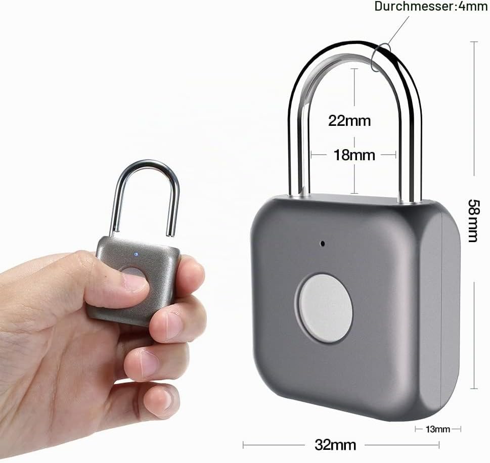 Fingerabdruck Vorhängeschloss eLinkSmart kleines Smart Vorhängeschloss schlüsselloses Schloss für Sp